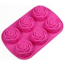 Amazon Vendor 6 Cavities Rose Silicone Cake Panneau à mouler